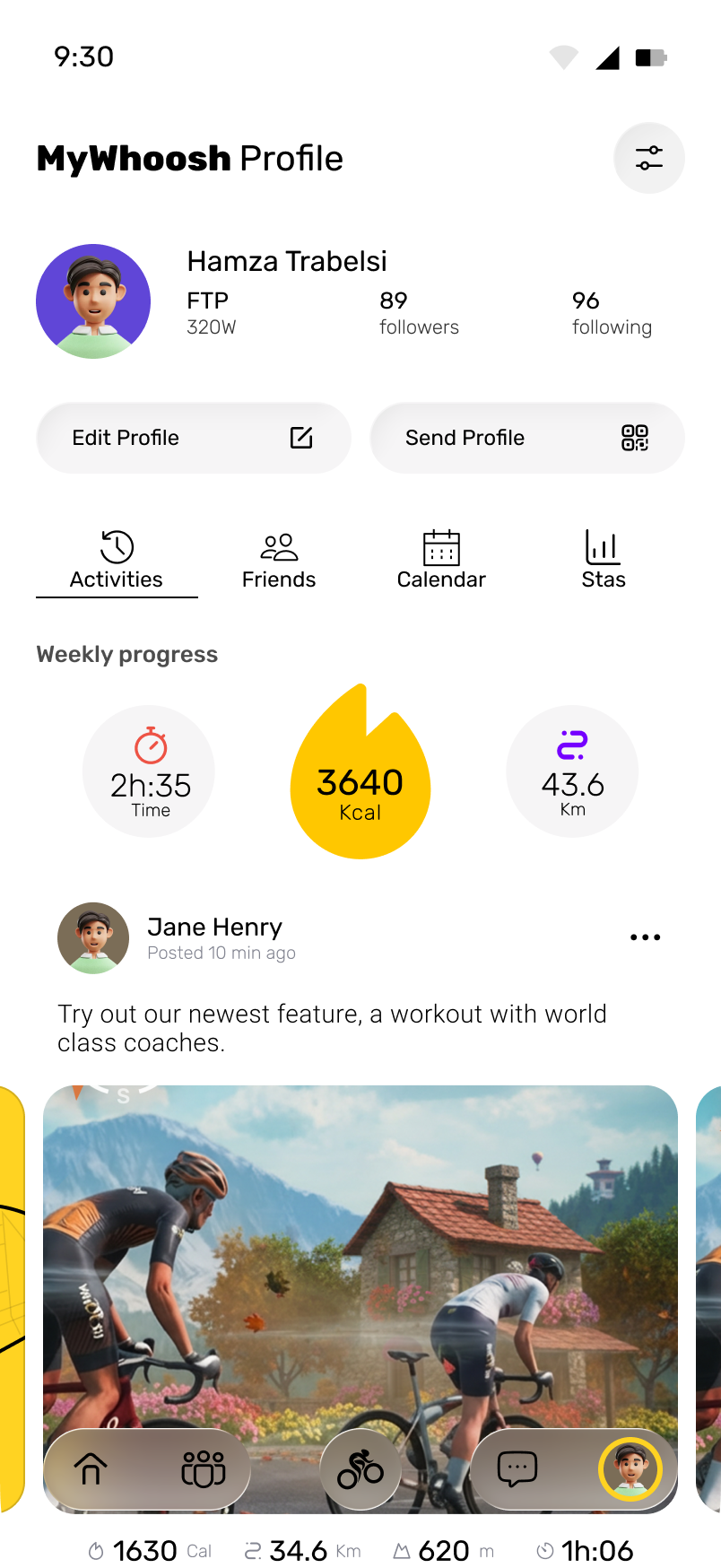 Profile activity and weekly progress